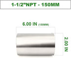 TAISHER 1PCS Stainless Steel Pipe Fittings, 1-1/2" NPT Female x 1-1/2" NPT Female Threaded, 6" Length Nipple Cast Pipe
