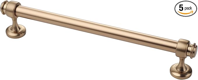 Alzassbg 5 Pack Champagne Bronze Cabinet Pulls, 10 Inch(254mm) Hole Centers Cabinet Handles Kitchen Hardware Straight Bar for Cabinets and Drawer AL3082BRG