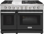 48 Inch Pro-Style Propane Gas Range with 6 Burners & 1 Griddle Cooktop, Double 4.6 cu. ft. and 2.2 cu. ft. Oven, in Stainless Steel - KOS-48RG03MLP (Black)