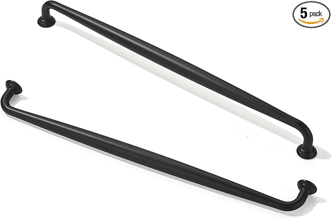 TUNNY 5 Pack Cabinet Handles-12.6"/320mm Screw Spacing Matte Black Furniture Hardware Handles for Kitchen Cabinets Bedroom Dresser Wardrobe Cabinet Pulls