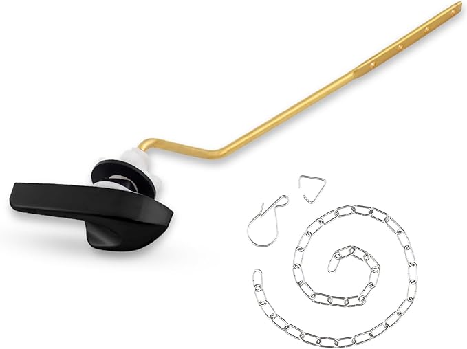 Universal Black Toilet Handle Replacement Kit, Side/Angle Mount Toilet Flush Handle Compatible with Kohler K-GP30324-CP/TOTO/American Standard, Stainless Steel Flapper Chain