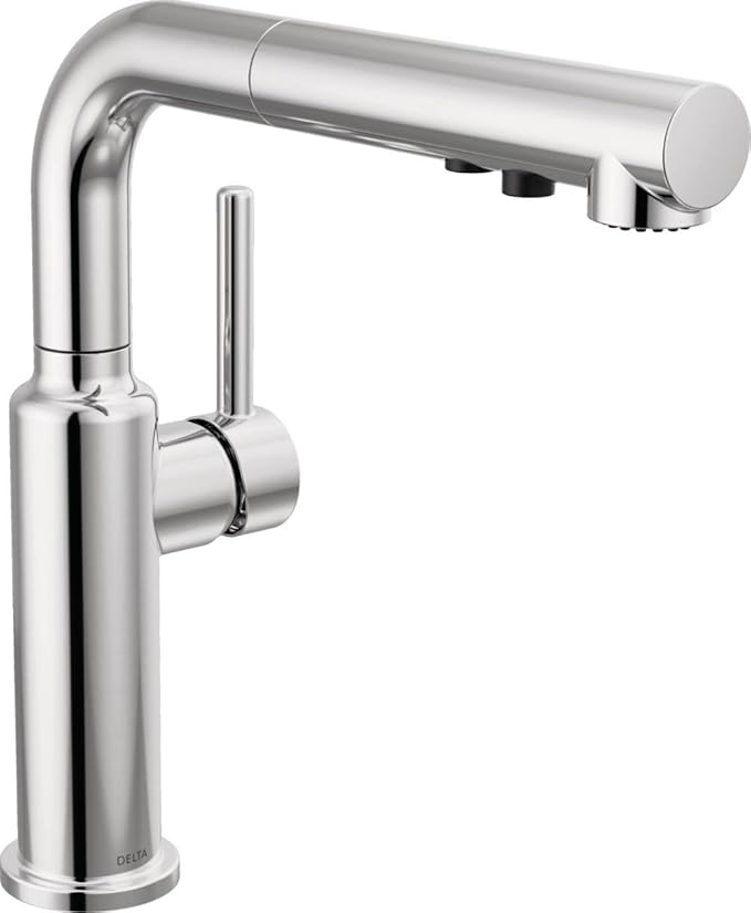 Delta Daneri Chrome Kitchen Faucet with Pull-Out Sprayer, Modern Single Hole Kitchen Sink Faucet, Single Handle, Chrome 16879-DST