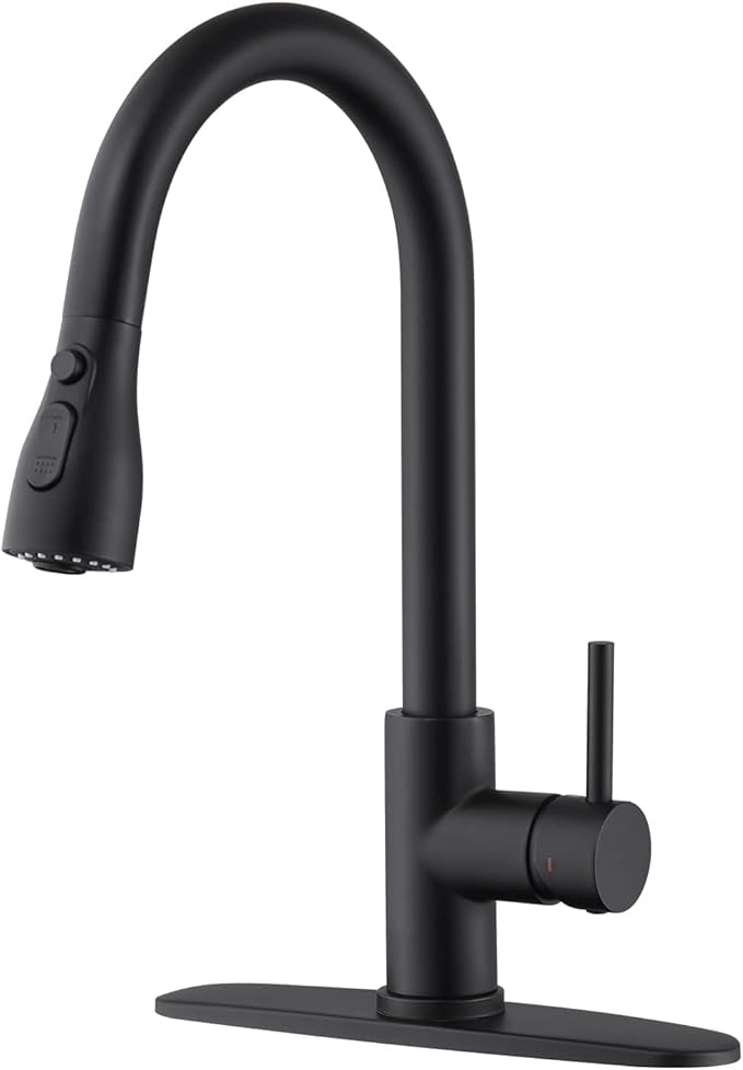 CREA Black Kitchen Faucet,Pull Down Kitchen Faucets with Sprayer 3 Modes Single Hole,360°Swivel High Arc,Commercial RV Laundry Bar Uitility Sink,Stainless Steel