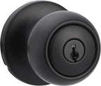Amazon Basics Exterior Door Knob With Lock, Coastal, Matte Black