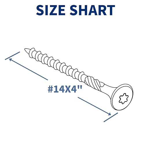 Lag Screws 4 Inch, 50PCS Heavy Duty Construction Screw, Structural Wood Screw #14 x 4, Rust Resistant, Washer Head, Black Coated Exterior Wood/Lag Screws Hex Socket