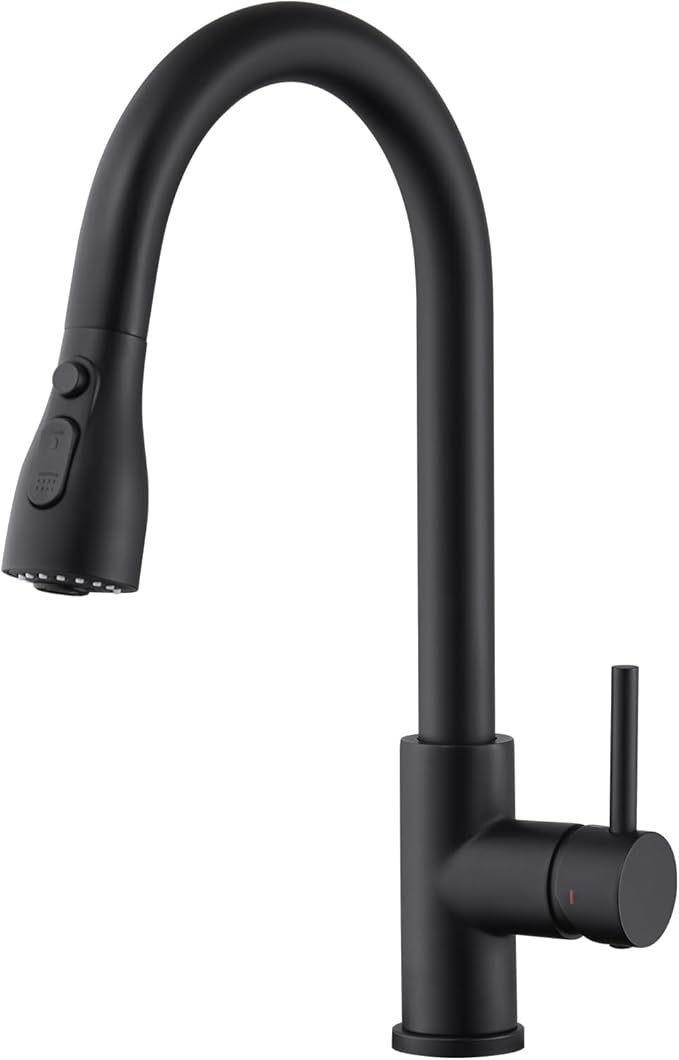 CREA Black Kitchen Faucet,Pull Down Kitchen Faucets with Sprayer 3 Modes Single Hole,360°Swivel High Arc,Commercial RV Laundry Bar Uitility Sink,Stainless Steel