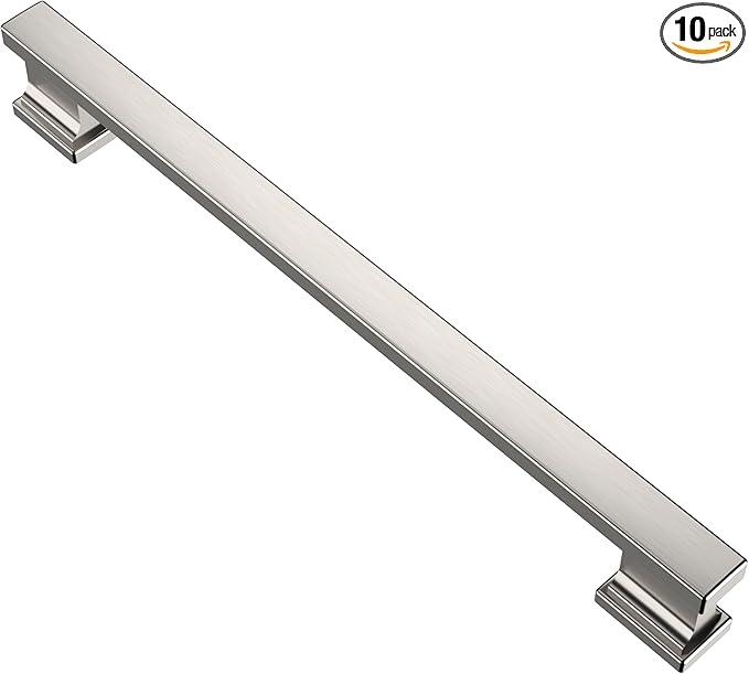 Alzassbg 10 Pack Brushed Satin Nickel Cabinet Pulls, 7-1/2 Inch(192mm) Hole Centers Kitchen Cabinet Handles for Cabinets and Drawers AL3061SN
