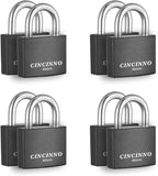 Covered Aluminum Padlock with Key, 8 Pack 1-9/16" Padlocks with Same Key，Key Lock for Outdoors
