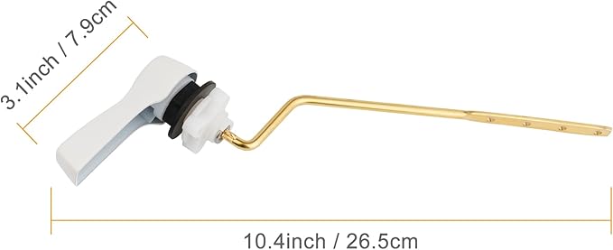 Hibbent 2 Pack Universal Side Mount Toilet Handle Angle-Mount Adjustable Trip Lever Tank Flush Lever Replacement Handle with 2 Pieces Stainless Steel Flapper Chains for Most Side Mount Toilets, White