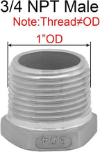 Joywayus Stainless Steel Hex Head Bushing Reducer Pipe Fitting 3/4 NPT Male × 1/8 NPT Female