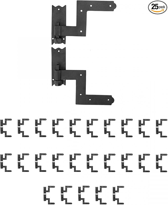 Renovators Supply Manufacturing - Heavy-Duty Black Wrought Iron Shutter Lift Off Pintle Hinges Colonial Pin Reversible for Doors, Window and Shutters with Hardware 6 1/2 Inches, Pack of 25 Pairs