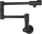 KRAUS Bolden 2 Handle Pot Filler Faucet with Retractable Arm, Wall Mount Kitchen Faucet, Pot Filler for Over Stove in Matte Black, KPF-5003MB