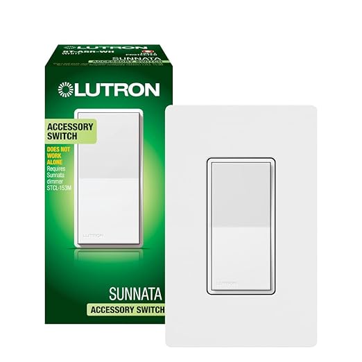Lutron Sunnata On/Off Accessory Switch with Wallplate, only for use with Sunnata LED+ Dimmers, ST-ASW-WH, White
