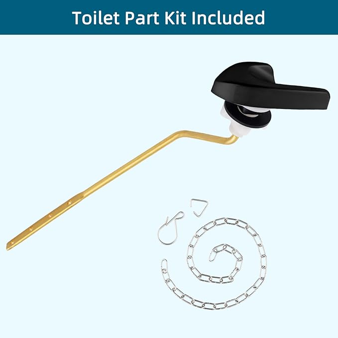 Universal Metal Side Mount Toilet Handle Replacement Kit KitCompatible with Kohler K-GP30324-CP/Glacier Bay Toilet with 1pc Flapper Chain, Toilet Flusher Lever, Matteblack