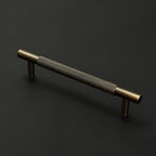 Solid Brass Cabinet Pulls, Knurled Cabinet Pull, Antique Brass Drawer Handles for Bathroom, Bedroom, Kitchen (2, 6.3inch/160mm)