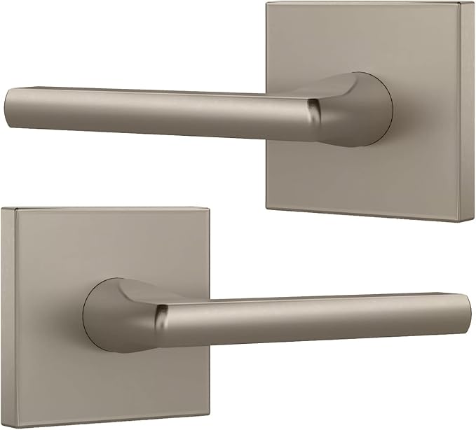 Mega Handles Prime Dummy Lever, Door Handle for Closet or French Doors, Single Side Door Levers, Non-Turning, Fits All Standard Door Sizes, Covered Screws Included - Satin Nickel (2 Pack) 5"