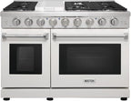 48 Inch Pro-Style Propane Gas Range with 6 Burners & 1 Griddle Cooktop, Double 4.6 cu. ft. and 2.2 cu. ft. Oven, in Stainless Steel - KOS-48RG03MLP (White)