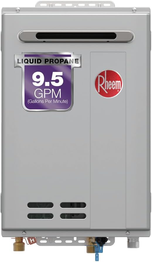 Rheem RTG-95XLP-3 High Efficiency Non-Condensing Outdoor Tankless Liquid Propane Water Heater, 9.5 GPM