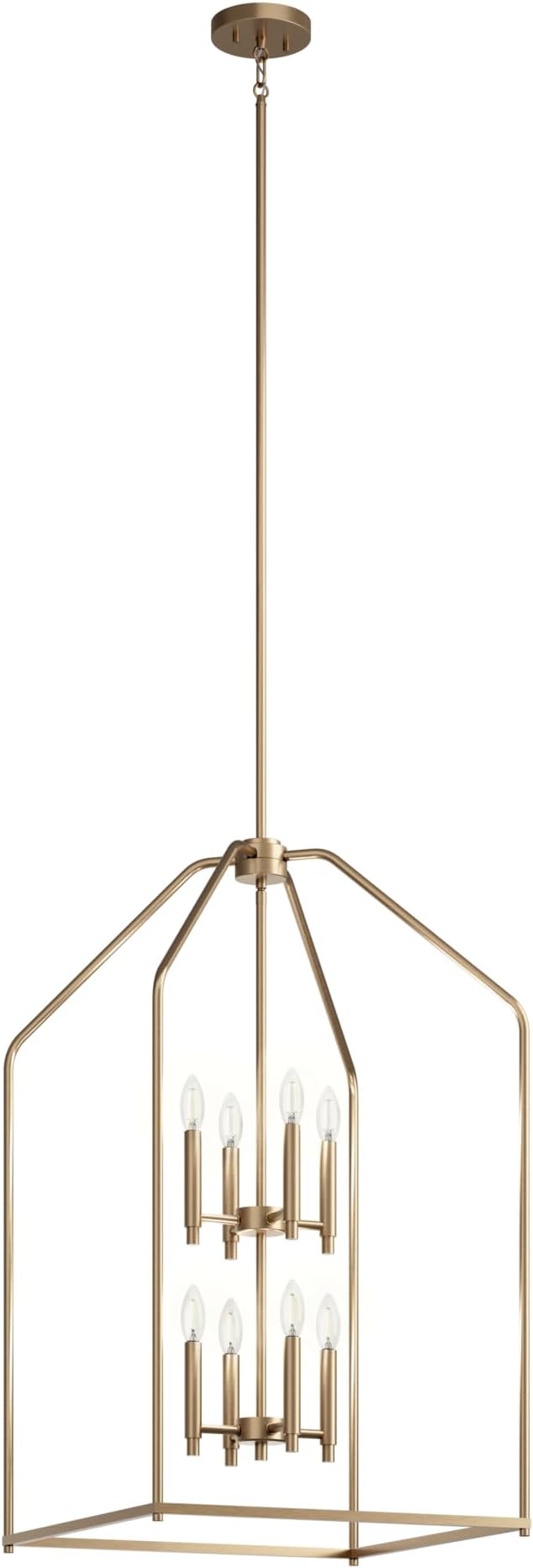 Kichler Madden 36" 8 Light Foyer Pendant in Champagne Bronze, Soft Modern Fixture, for Small Kitchen, Coffee Table, Office, Bedroom, Foyer, (36" x 20"), 52723CPZ