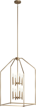 Kichler Madden 36" 8 Light Foyer Pendant in Champagne Bronze, Soft Modern Fixture, for Small Kitchen, Coffee Table, Office, Bedroom, Foyer, (36" x 20"), 52723CPZ