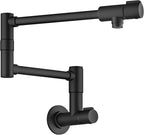 KRAUS Bolden 2 Handle Pot Filler Faucet with Retractable Arm, Wall Mount Kitchen Faucet, Pot Filler for Over Stove in Matte Black, KPF-5003MB