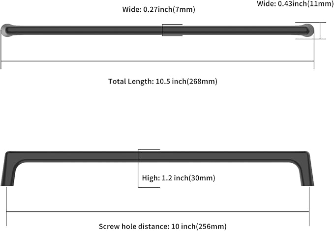 10 Pack Matte Black Cabinet Pulls 10 Inch Kitchen Cabinet Handles Cabinet Hardware Kitchen Handles for Cabinets Cupboard Handles Black Dresser Pulls Drawer Handle