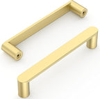 Amerdeco 10 Pack ZH0005MGP Brushed Gold 5 Inch(128mm) Hole Centers Kitchen Cabinet Pulls Hardware Modern Kitchen Handles for Cabinets Cupboard Handles Drawer Pulls