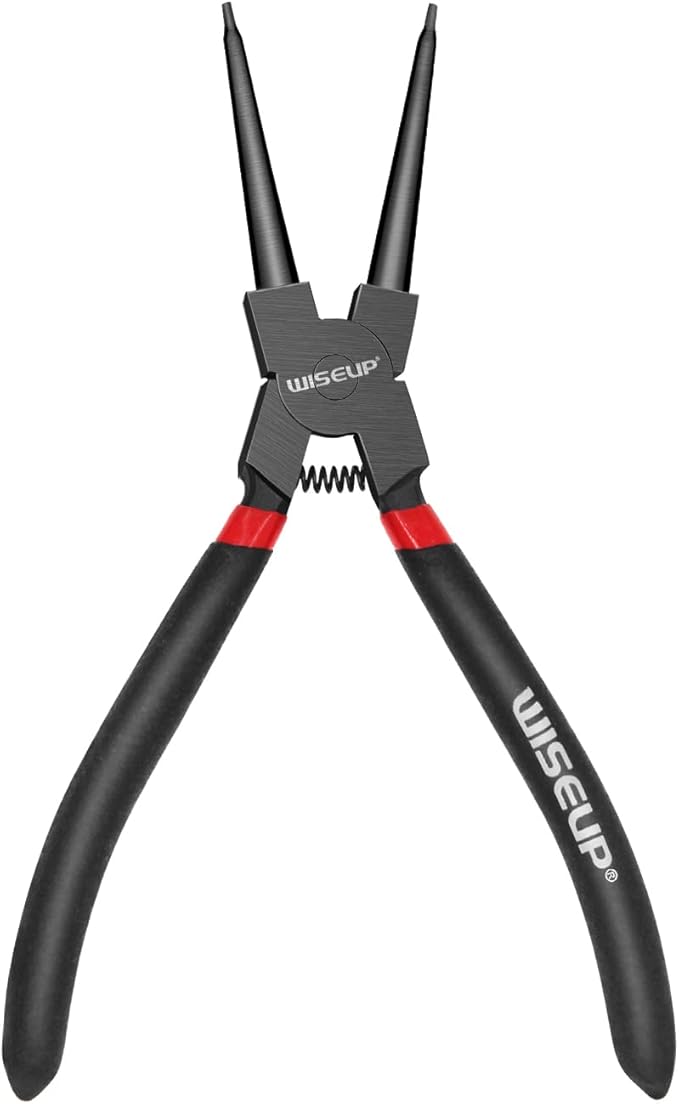 WISEUP Circlip Pliers 7 inch, Straight Internal Tips (Tip Diameter 1/20") Snap Ring Pliers Heavy Duty for C Clip Remover Retaining