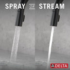 Delta Trinsic Touchless Kitchen Faucet with Touch Technology, Matte Black Kitchen Sink Faucet with Pull Down Sprayer, Single Hole, Matte Black 9159TL-BL-DST