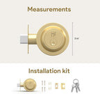 Mega Handles - Ronn Entrance Deadbolt I Deadbolt for Entry Lever Door Handle - Heavy Duty Round Lock for Left or Right-Handed Doors - Interior/Exterior Door Lever Deadbolt- Satin Brass
