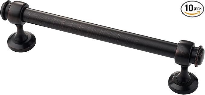 Alzassbg 10 Pack Oil Rubbed Bronze Cabinet Pulls, 5 Inch(128mm) Hole Centers Cabinet Handles Kitchen Hardware Straight Bar for Cabinets and Drawer AL3082ORB