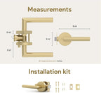 Mega Handles Ronn Privacy Lever & Lock Door Handle Set for Hallway, Closet and Bathroom, Keyless Lock, Heavy Duty Door Levers, Fits All Standard Door Sizes, Screws Included - Satin Brass (1 Pack)
