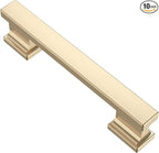 Alzassbg 10 Pack Brushed Brass Cabinet Pulls, 3-3/4 Inch(96mm) Hole Centers Gold Kitchen Cabinet Handles for Cabinets and Drawers AL3061BB