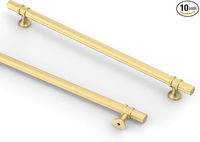 Asidrama 10 Pack 12.6 Inch(320mm) Brushed Gold Kitchen Cabinet Handles, Cabinet Pulls Kitchen Cabinet Hardware Cupboard Handles Drawer Pulls