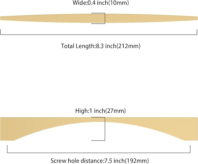 Asidrama 2030 10 Pack 7.5 Inch(192mm) Brushed Gold Kitchen Cabinet Handles, Vintage Retro Cabinet Pulls Kitchen Cabinet Hardware for Cupboard Drawer Pulls