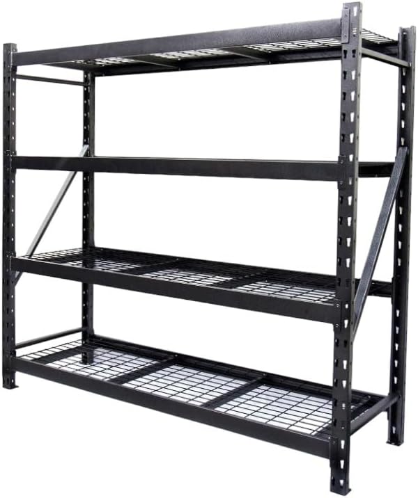 Generic Heavy Duty Member Mark 4-Shelf Industrial Storage Rack in Black, 77"" W x 24"" D x 72"" H (2 PACK)
