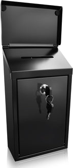 Locking Mailbox with Key for Outdoor 6 x 3.4 x 10.6 Inches Small Wall Mount Mail Box with Lock Security Mail Drop Metal Collection Boxes Hanging Secure Postbox Black