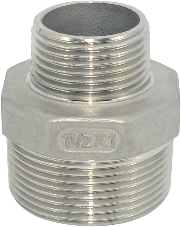 1-1/2" x 1" Male Threaded Reducing Nipple Fitting/Adapter,Stainless Steel SS304 NPT Pipe Hex Reducer