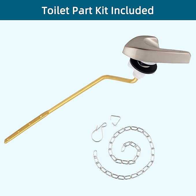 Universal Metal Side Mount Toilet Handle Replacement Kit Compatible with Kohler K-GP30324-CP/Glacier Bay Toilet with 1pc Flapper Chain, Toilet Flusher Lever, Brushed Nickel