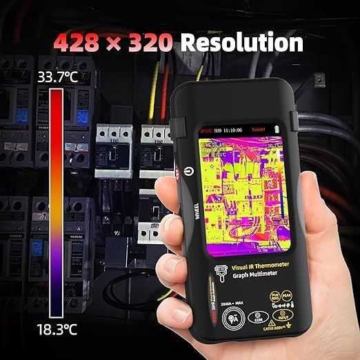 BSIDE SH9 Thermal Imaging Camera Multimeter with Macro Lens 428×320 Resolution with 20000 Words Multimeter 3.98'' Touchscreen 25Hz Infrared Thermal Camera Dual-Light Fusion 15 Thermal Palettes Tester