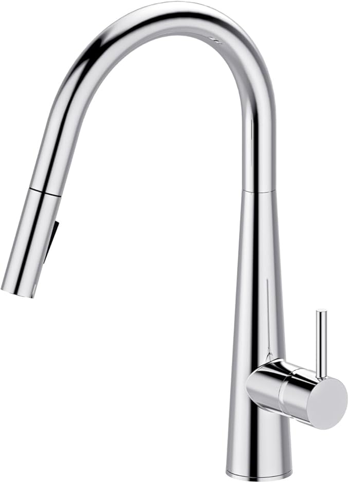 Bath Royale Modern Kitchen Faucet with Pull Down Spray - Single Control, All Metal, Polished Chrome
