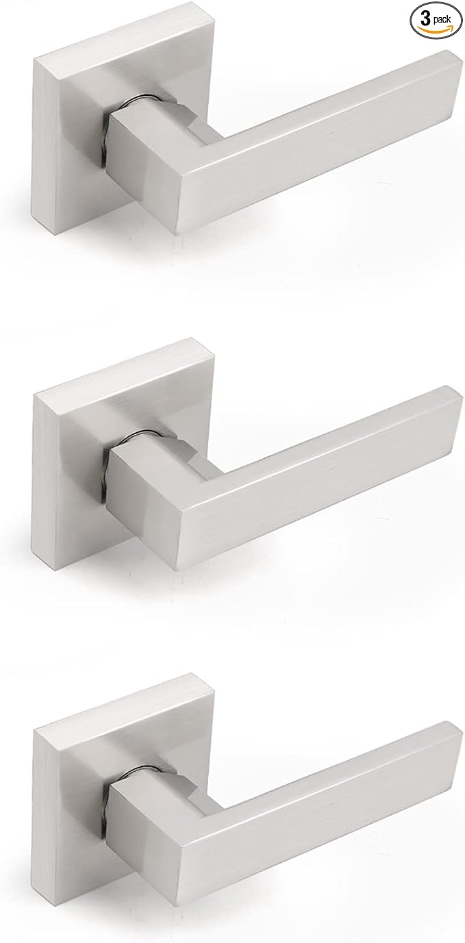 Gobrico 3 Pack One-Side Dummy Door Locks Satin Nickel Finished,for Left/Right Handed Doors