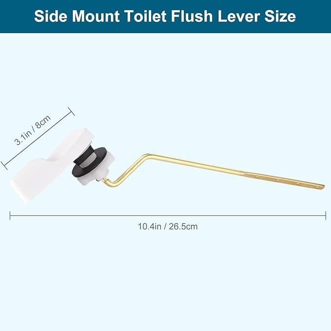 Hygie Rinse 2PACK Universal Metal Toilet Handle Replacement Kit Side Mount Compatible with American Standard/Mansfield/Gerber Toilet, Toilet Tank Flusher Lever with Flapper Chain, White