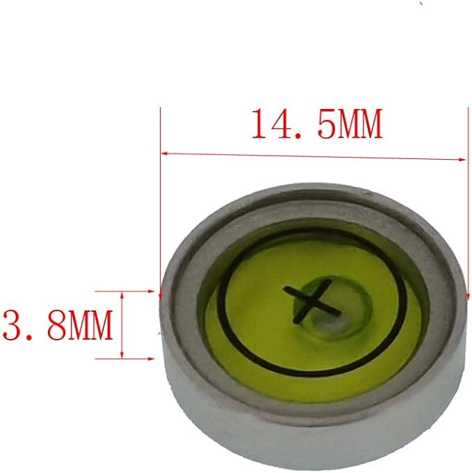 Mini Metal universal horizontal bubble water level level balance bubble level round 14.5x3.8mm (Silver Green）