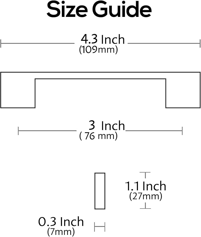 Alzassbg 10 Pack Brushed Satin Nickel Cabinet Pulls, 3 Inch(76mm) Hole Centers Rectangle Cabinet Handles Kitchen Pulls for Cabinets AL3051SN