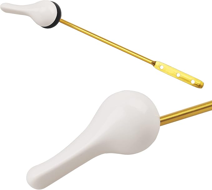 Toilet Handle Replacement Kit - Universal Toilet Lever with Stainless Steel Flapper Chain, White Flush Lever