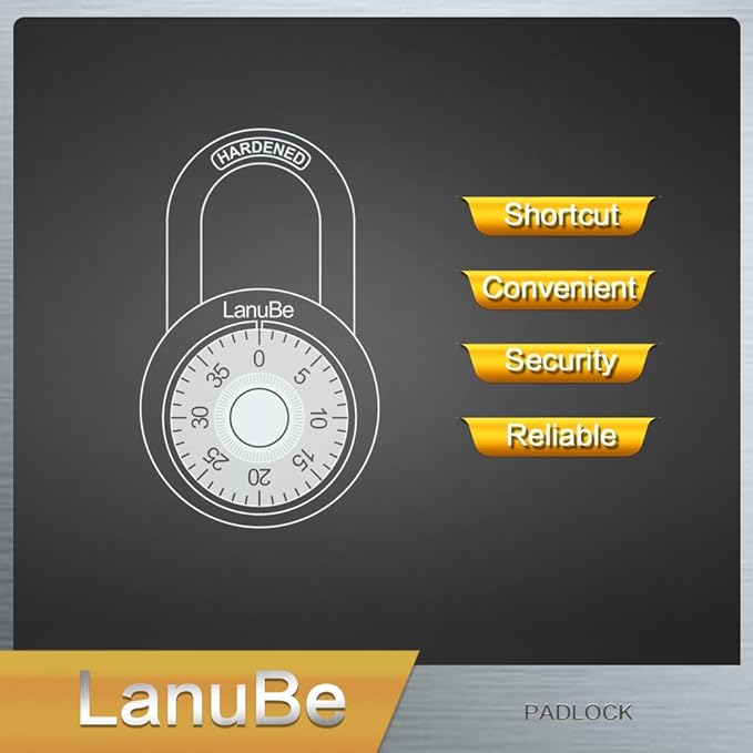 LanuBe Lock Standard Dial Combination Lock, 2 inch. Wide, with Different Combinations, Black Turnplate, Pack of 60; Lock for School, Employee, Gym Sports Locker, Case, Toolbox, and so on