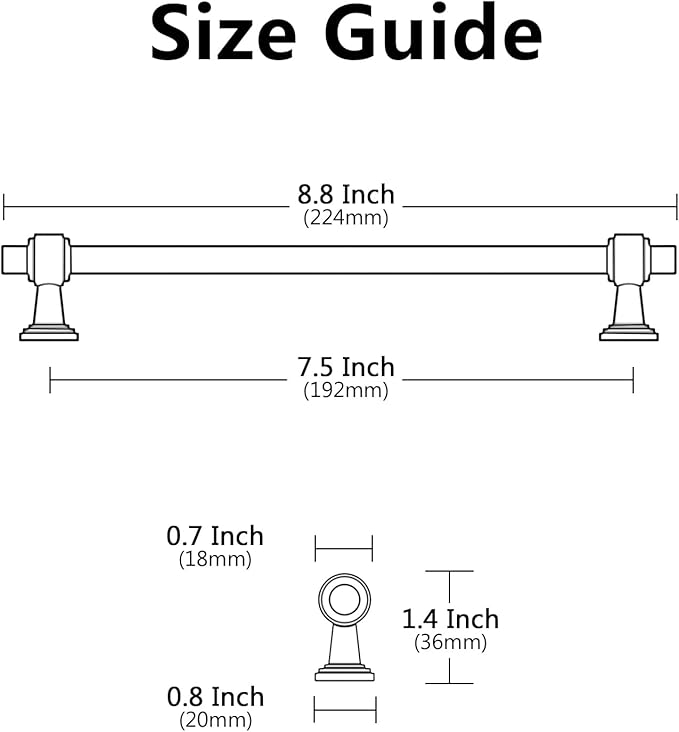 Alzassbg 10 Pack Oil Rubbed Bronze Cabinet Pulls, 7-1/2 Inch(192mm) Hole Centers Cabinet Handles Kitchen Hardware Straight Bar for Cabinets and Drawer AL3505ORB