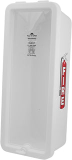 PRO&Family Fire Extinguisher Cabinet (White with Pull-Panel, 5 lb, 8 x 6 x 19 inches, Garage, Utility Room, Hallway)