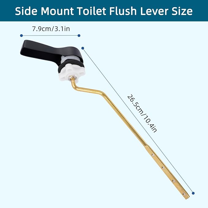 Hygie Rinse Metal Toilet Handle Lever Flush Replacement, Universal Side Mount Toilet Handle with Stainless Steel Flapper Chains, Toilet Repair Kit, Oil Rubbed Bronze